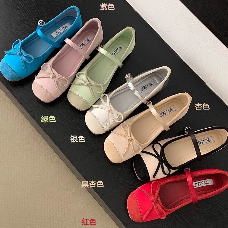 Zapatos Mary Jane de lazo suave francés, zapatos de mujer, aumento de principios de primavera, nuevos zapatos de ballet con faldas, zapatos individuales