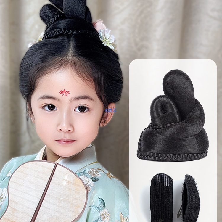 古装汉服假发女一体式儿童古典舞发髻古风敦煌飞天表演造型假发包