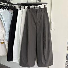 休闲裤女2025春夏季韩版新款高腰显瘦百搭宽松纯色直筒阔腿长裤子