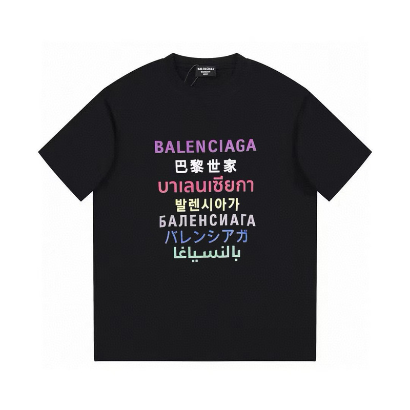 跨境潮品B家印花字母logo短袖高质量奢潮欧货圆领男女宽松T恤|undefined