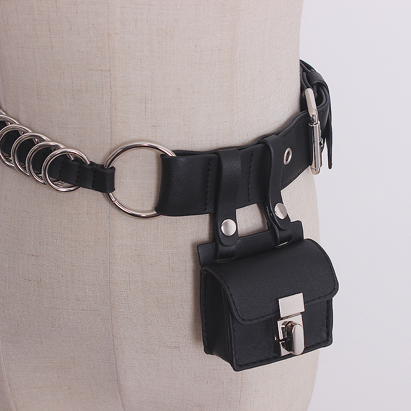 Functional Style Dark original niche designer earphone bag Black Belt dress belt accessories decoration