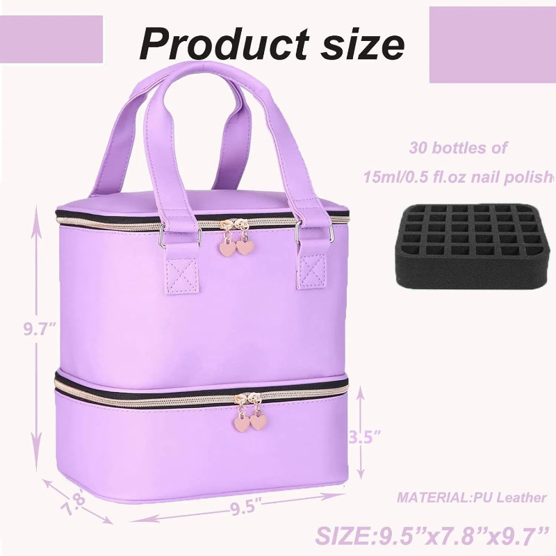 Bolsa de almacenamiento de esmalte de uñas para uñas de doble capa de maquillaje de aceite esencial de gran capacidad que puede contener lámpara de soporte 30 botellas Amazon