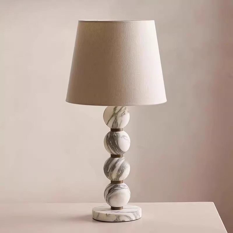 Light Luxury Marble Table Lamp, Simple Modern Living Room, Italian Study, Danish High-End Cream Style Bedroom Bedside Lamp