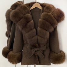 2025秋冬新款狐狸毛领法式小香风双面羊毛大衣温柔气质呢子外套女