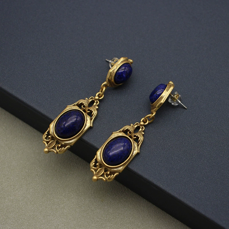  organic earrings, copper blue classic silver needle, european style, silver 925 sample, 24 carat, french style