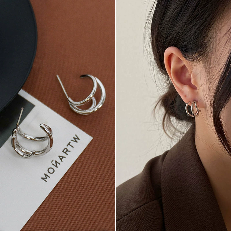 Earrings Silver 925 — Demi-season European Style, Simple Elegant Bright Design, Gold & Silver Options