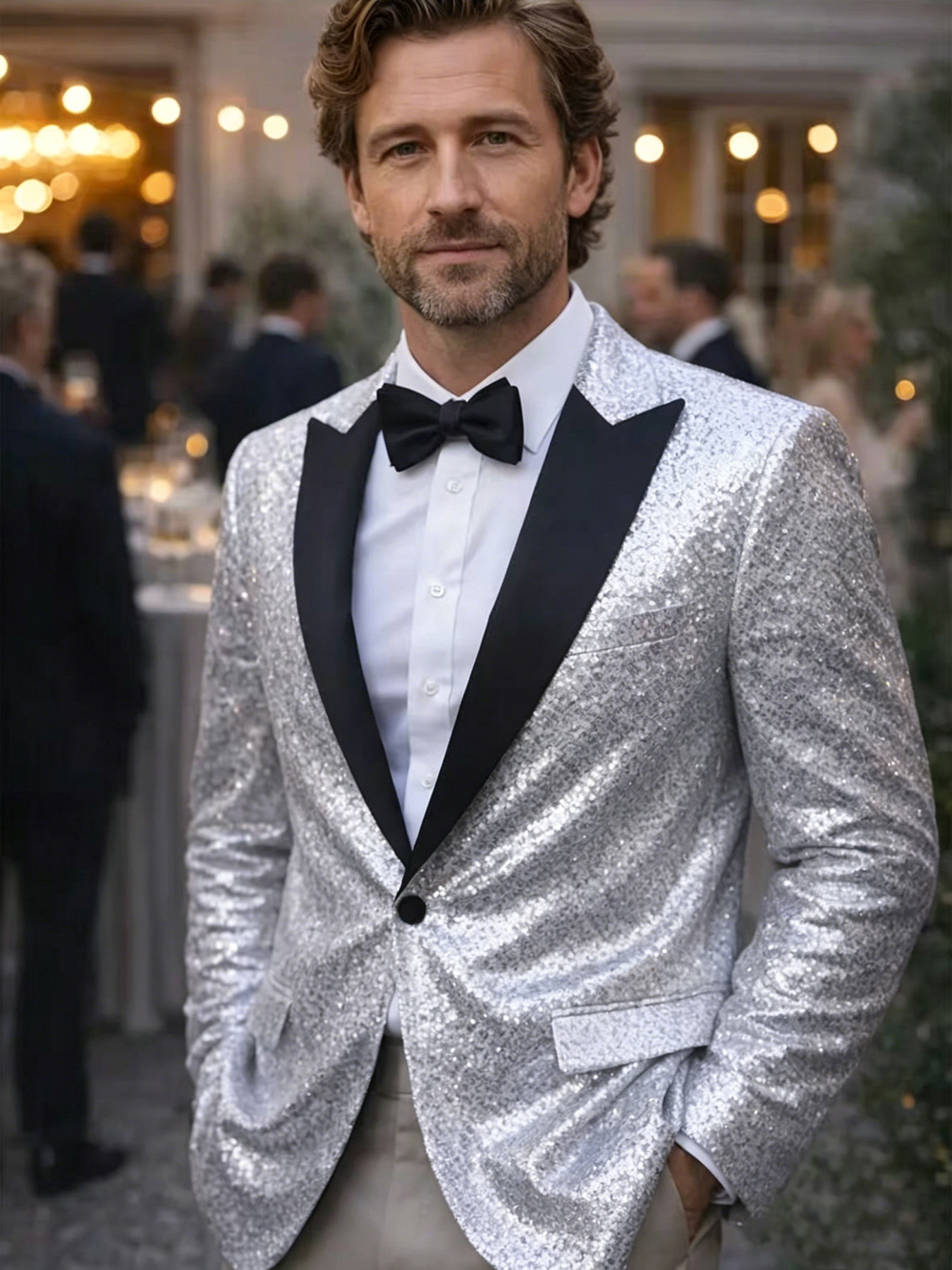 Blazer da uomo con paillettes, giacca da smoking scintillante e luccicante per spettacoli teatrali, discoteca, feste, eventi formali._voghion.com