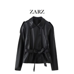ZARZ 自制 欧美风 新款女装 时髦 休闲 百搭 仿皮短风衣4749743