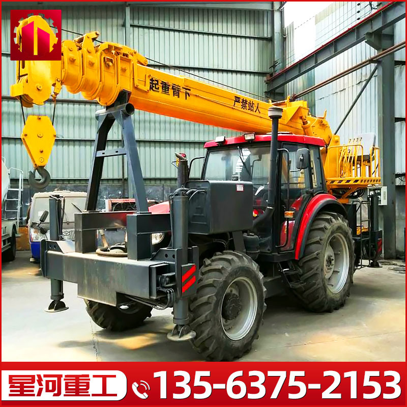 6吨四驱拖拉机吊车立孔机山路水田地吊钻一体机型号
