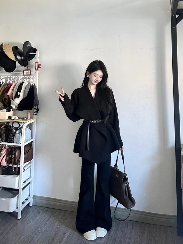 套装女春季新款法式感翻领针织毛衣开衫高腰显瘦休闲长裤|undefined