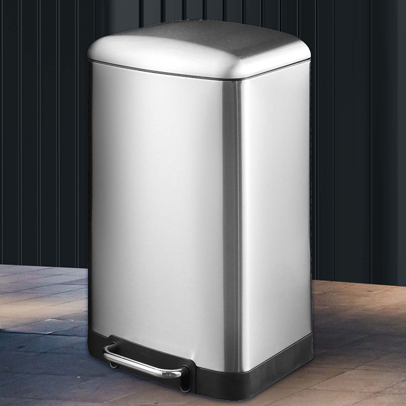 La basura comercial grande puede pedal Cubo de almacenamiento con tapa centro comercial de acero inoxidable unidad de la empresa lenta caída de la basura puede