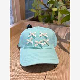 多巴胺配色甜美可爱蝴蝶结百搭弯檐棒球帽韩系春夏遮阳鸭舌帽