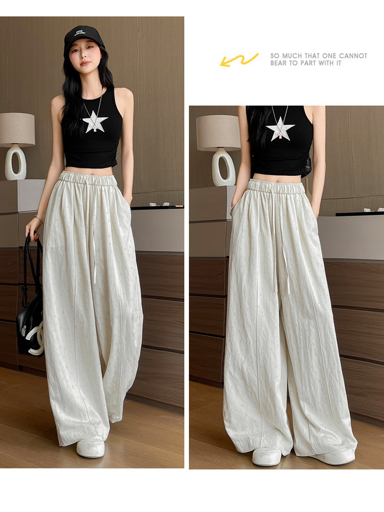 Quần culottes nữ ống rộng chất liệu lụa mỏng, phong cách cổ điển, dáng suông rủ — Phiên bản kéo dài của Rice Grey chi tiết 29