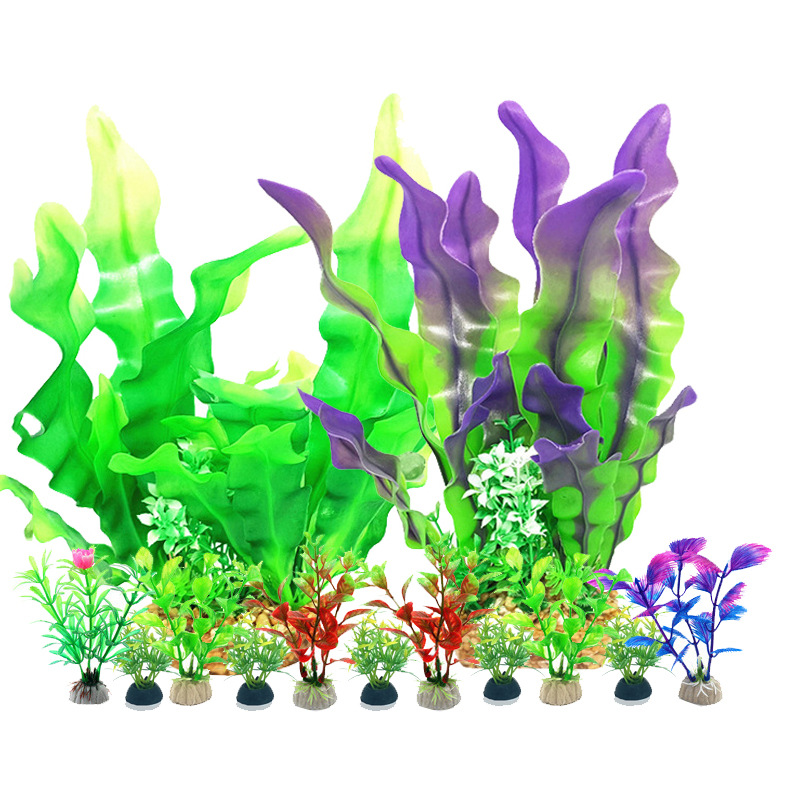 Acuario paisaje decoración simulación plantas acuáticas simulación planta decoración pecera plástico plantas acuáticas 8 plantas acuáticas mixtas traje