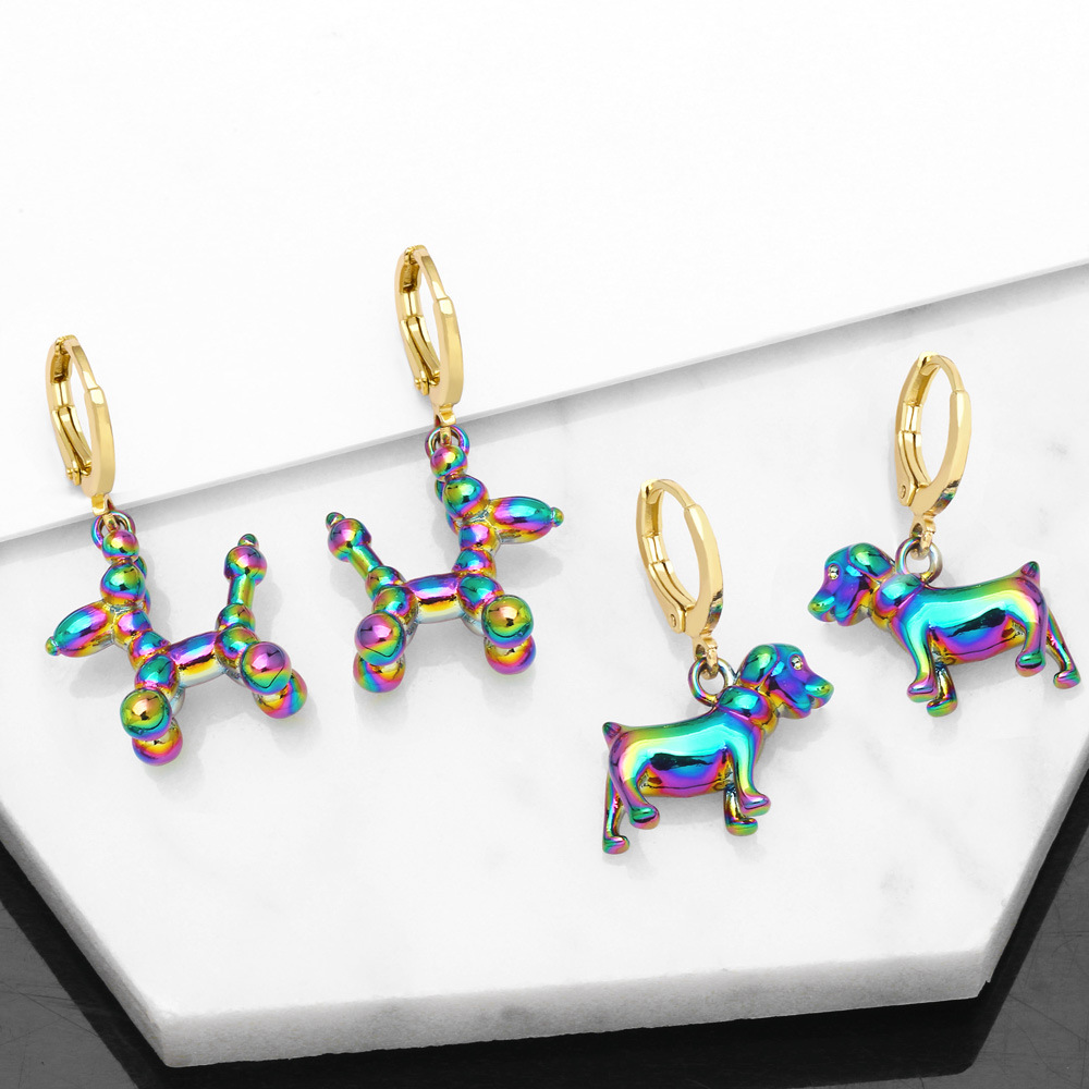 New Fashion Creative Colorful Balloon Dog Copper Earrings Wholesale display picture 2