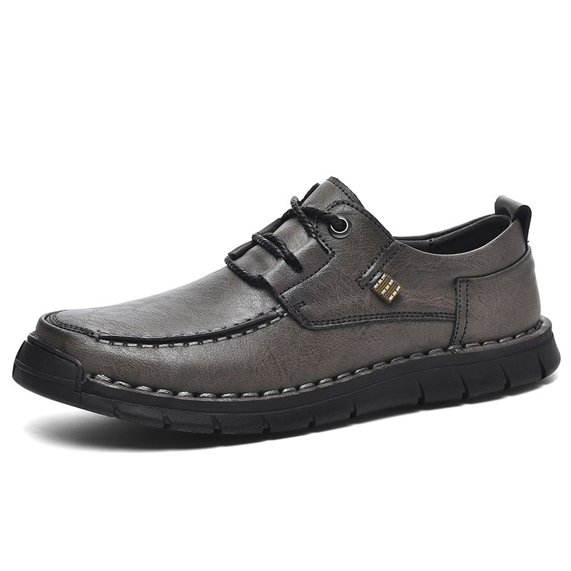Zapatos de cuero transfronterizos para hombres otoño y invierno nuevos zapatos casuales de un pie para hombres con suela suave antideslizante de mediana edad zapatos de hombre de tamaño grande zapatos de papá