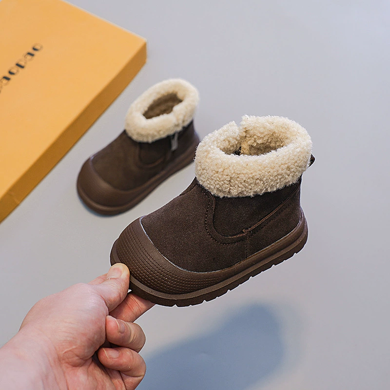 Winter children's boots for boys, warm comfortable shoes with zipper, genuine leather, soft sole