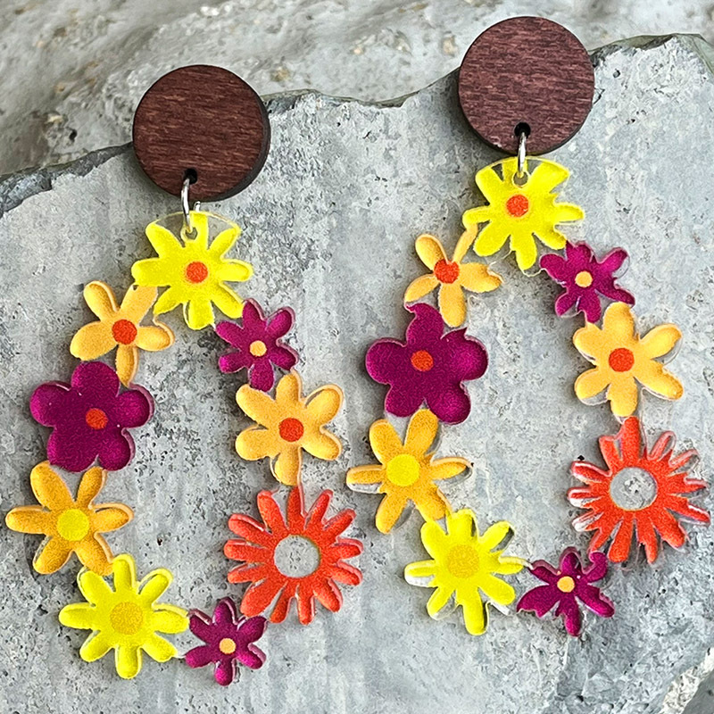 1 Pair Vacation Flower Arylic Drop Earrings display picture 3