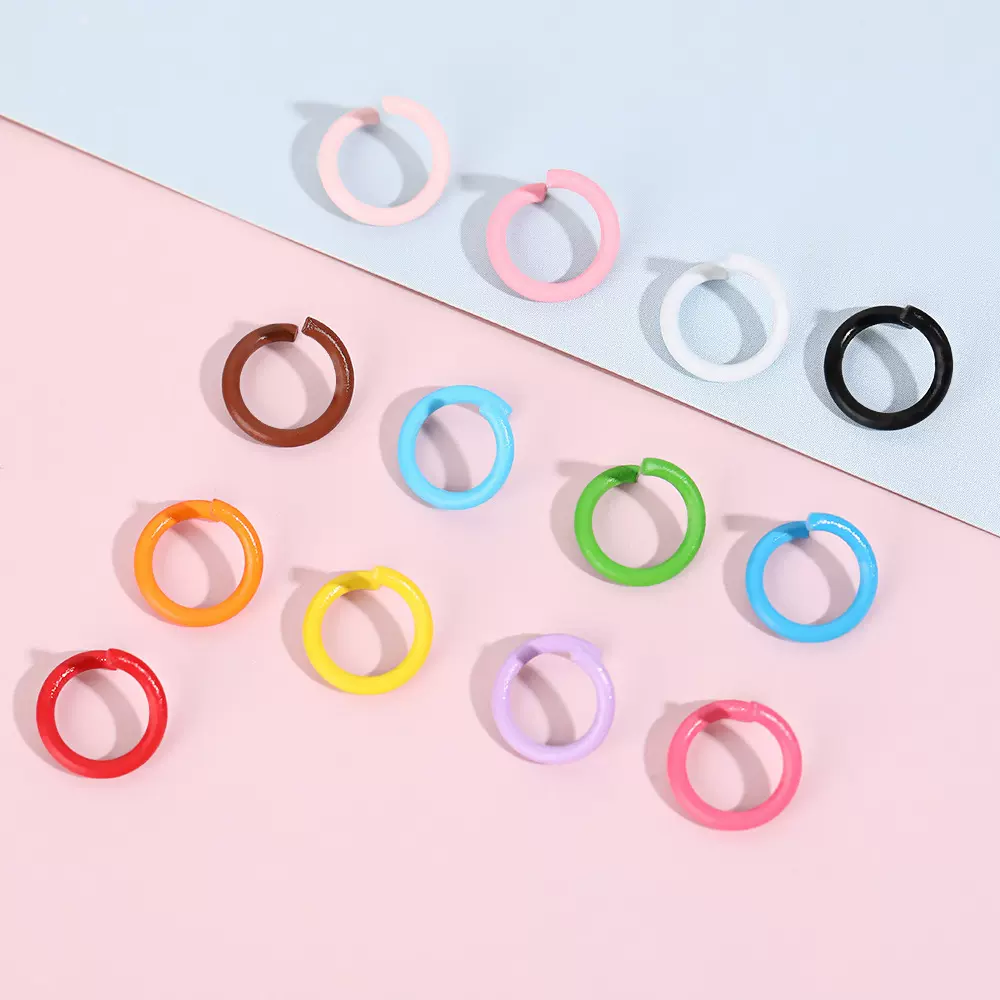 马卡龙彩色铁质喷漆开口圈连接环圈钥匙圈材料 手工diy饰品配件