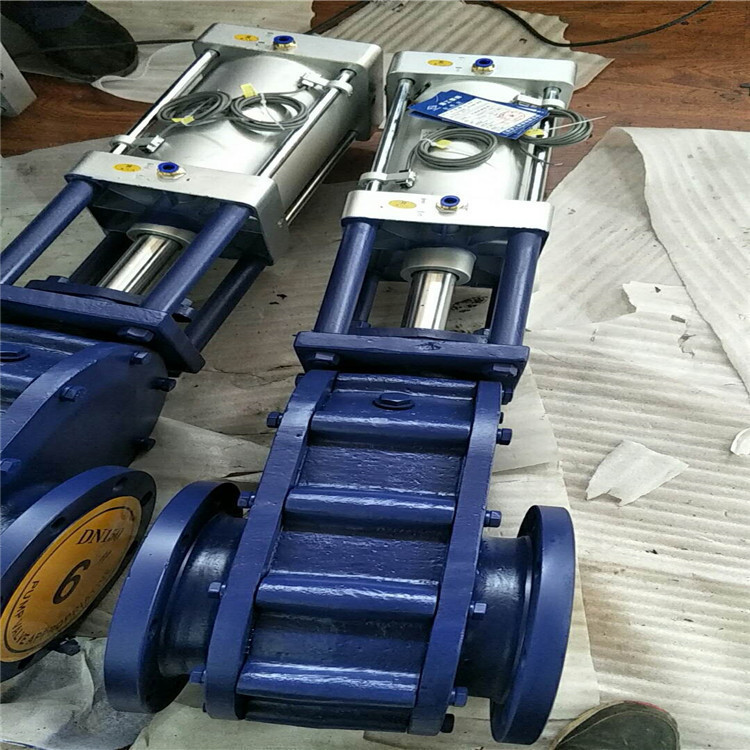 Z644TC-10C 气动法兰陶瓷双闸板阀 仓泵输灰阀 耐磨陶瓷阀