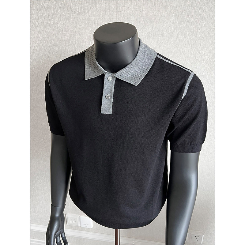 Polo camiseta de punto camiseta de manga corta camiseta de hombre paul línea tridimensional viejo qianfeng verano fábrica transfronteriza al por mayor image 3