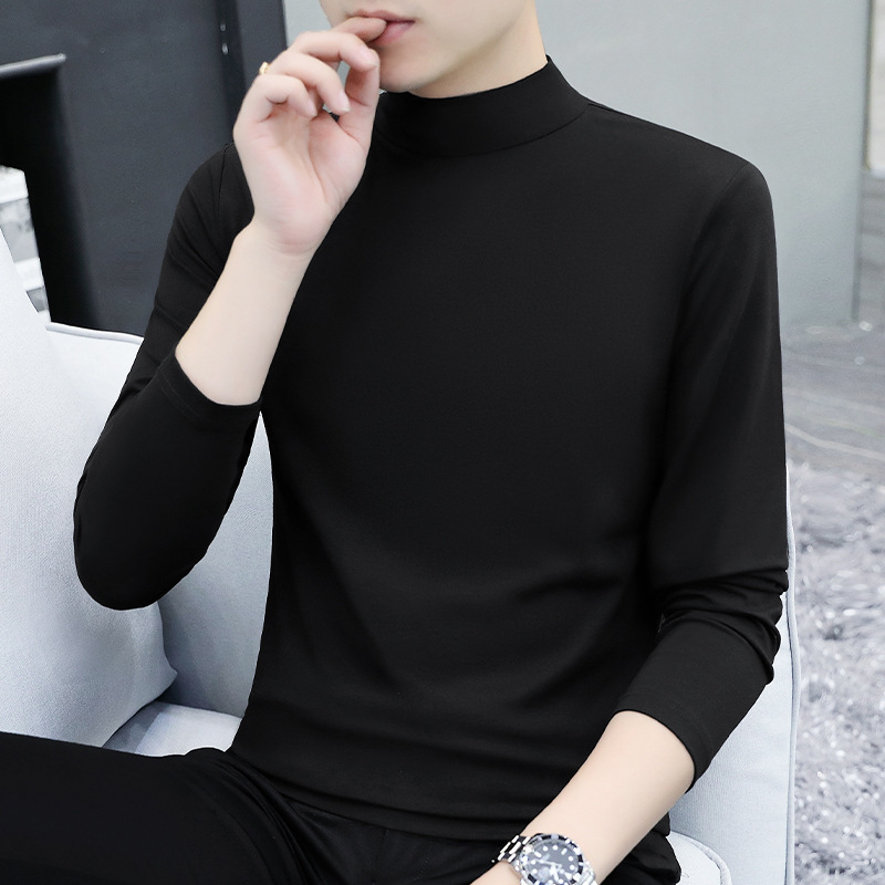 Autumn and Winter Long-Sleeved T-Shirts for Men, Solid Color Mid-Collar Men's Base Layer Shirts, High-Neck Men's Thermal Clothing, Wholesale from Manufacturers Autumn and Winter Long-Sleeved T-Shirts for Men, Solid Color Mid-Collar Men's Base Layer Shirts, High-Neck Men's Thermal Clothing, Wholesale from Manufacturers