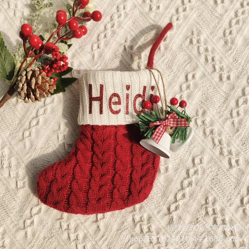 クリスマスストラップクリスマスクリスマスストッククロスボーダーカスタム名前ニット靴下クリスマスツリー装飾ギフトバッグ|undefined