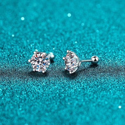 925 sterling silver earrings for women 30 minutes 50 minutes 1 carat 2 carats screw style six-claw moissanite earrings direct from source