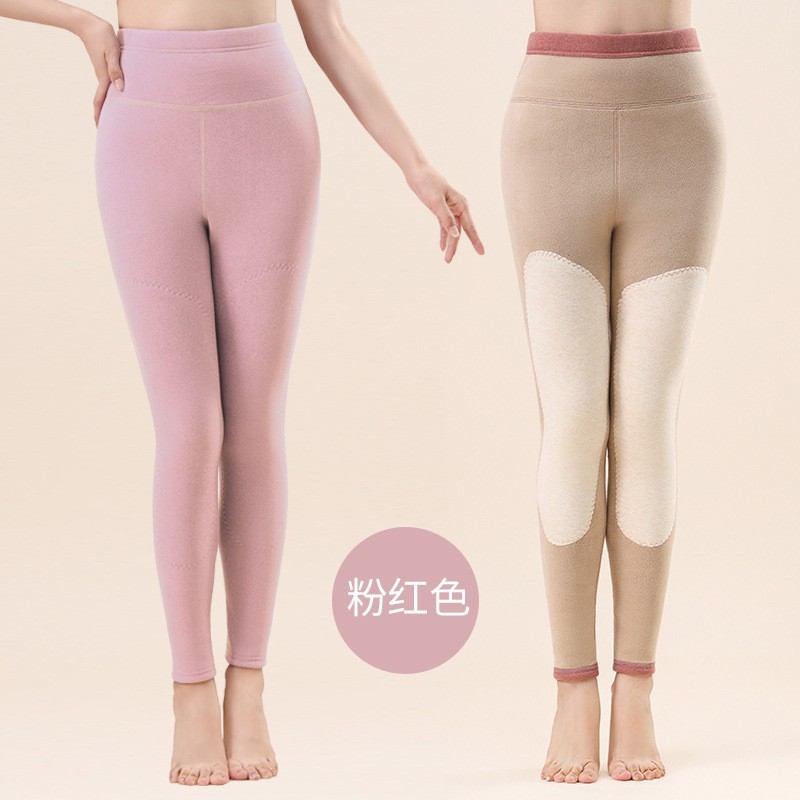 冬季女士加绒加厚羊羔绒秋裤内穿百搭打底羊绒贴片高腰保暖裤女|undefined