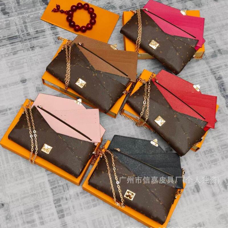 New Luxury Three-Piece Set by European and American High-End Brands, Featuring a Shoulder, Clutch, and Crossbody Bag for Women