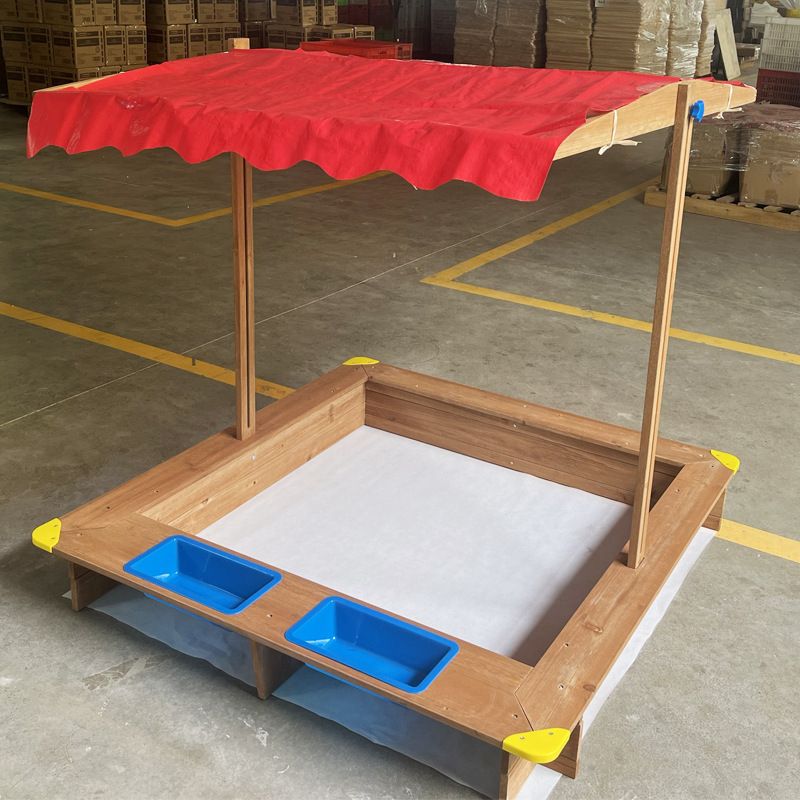 Juego de arena grande para niños juguetes de jardín de infantes Comercio exterior traje de piscina de arena cerca de pozo de arena plegable fabricante familiar de madera