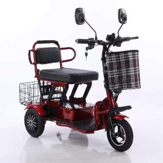 折叠电动三轮车双人代步车家用小型轻便三轮锂电瓶车助力车进电梯