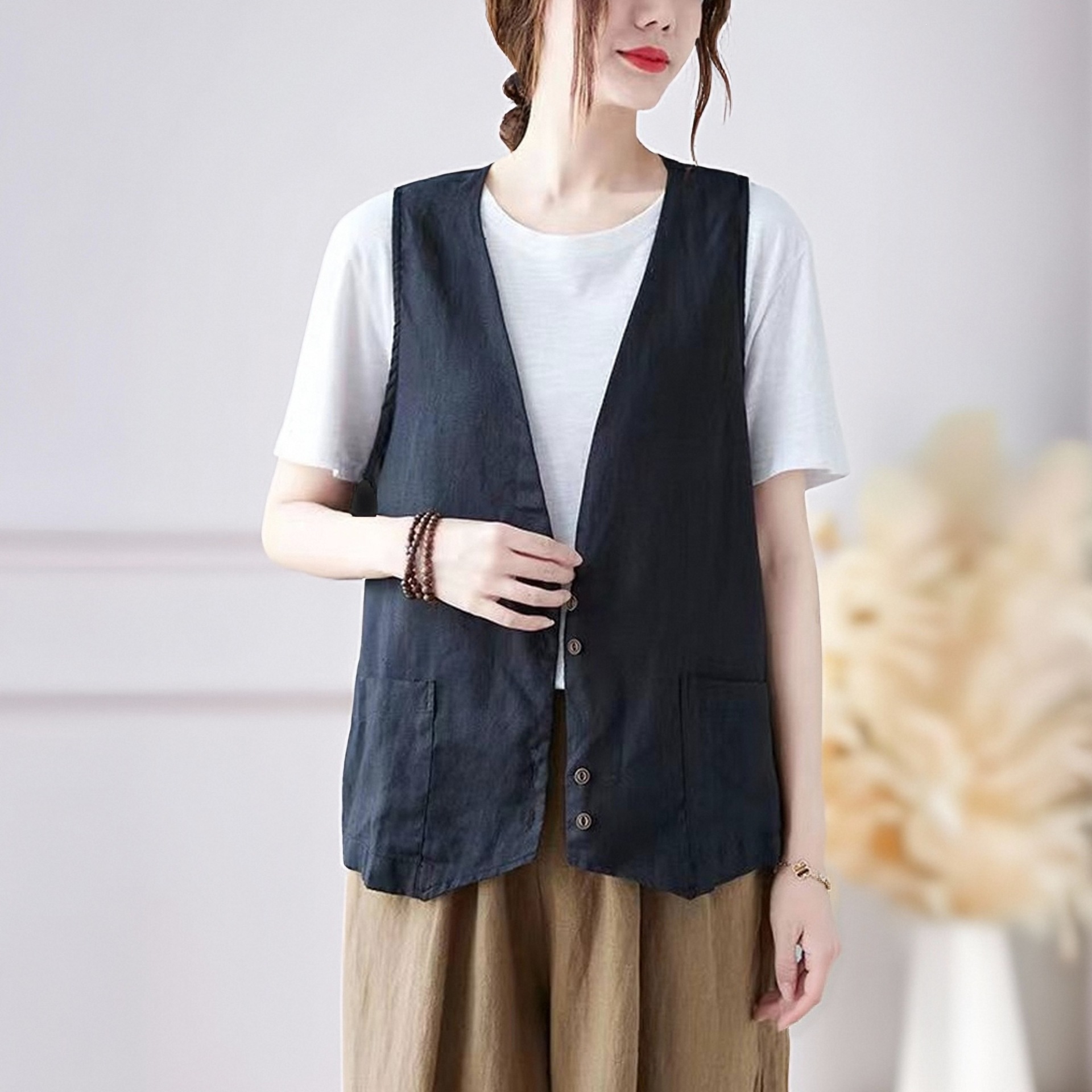 Primavera, verano, otoño, chaleco sin mangas, chaqueta, chaqueta de moda para mujeres