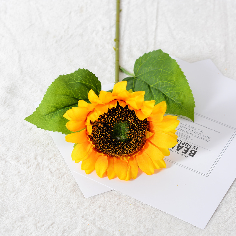 Solo girasol artificial flor artificial al por mayor sala de estar decoración hogar Decoración de la boda al aire libre falsos accesorios de flores