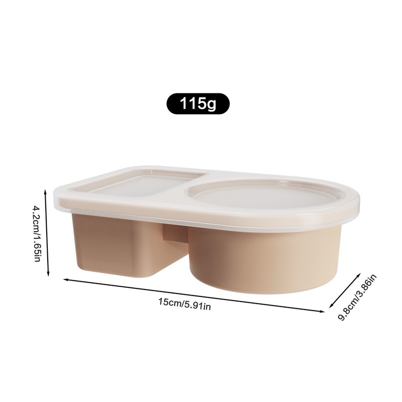 新しいシリコンダブルコンパートメント調味料ボックスソースボックスポータブル再パッケージ蓋付き無臭食品グレードのシリコンスナック容器|undefined
