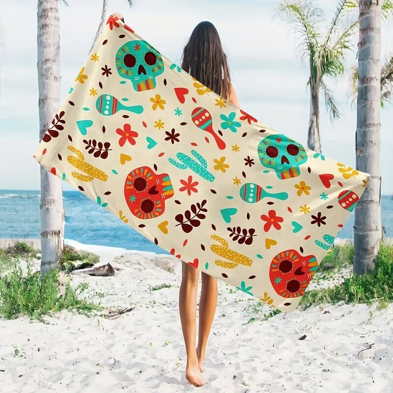 Cross-Border Halloween Fun Colorful Skull Print Beach Towel Quick-Drying Swimming Towel Sports Fitness Towel Wholesale Cross-Border Halloween Fun Colorful Skull Print Beach Towel Quick-Drying Swimming Towel Sports Fitness Towel Wholesale