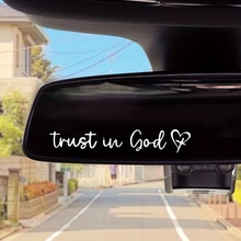 外贸英文车贴Trust in god 汽车后视镜盖贴纸 化妆镜装饰反光贴