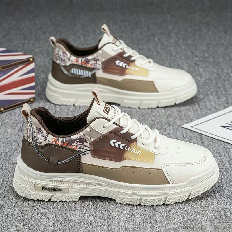 Мужская обувь новый 2025 весенняя студенческая кожа водонепроницаемая толстая подошва износостойкая спортивная повседневная мужская одежда трендовая обувь