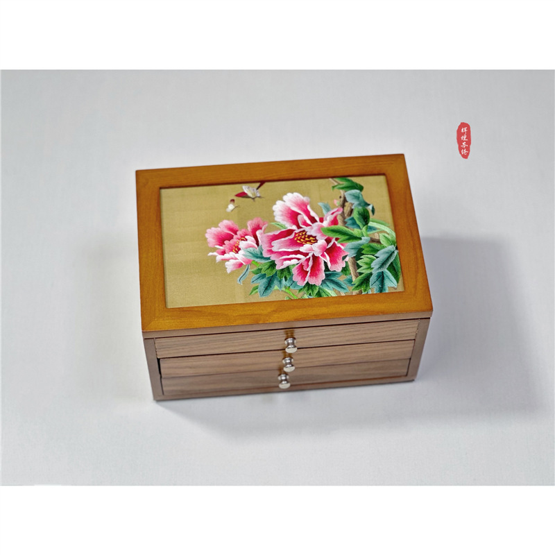 結婚プレゼントの首飾り箱手作り蘇刺繍両面刺繍木製三層ジュエリー収納箱洗練された誕生日に友人に贈る|undefined