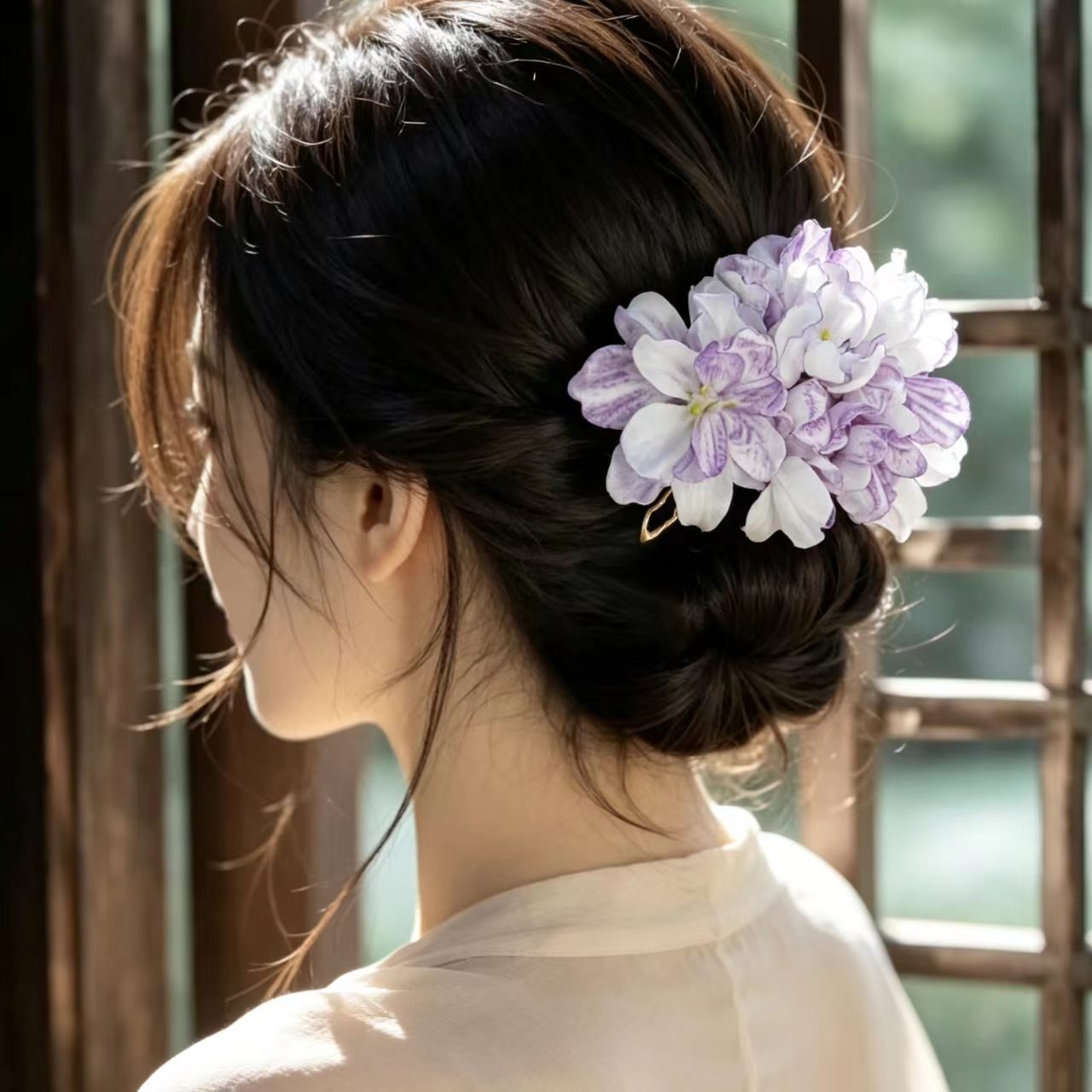 复古风 国风中式花朵发簪汉服发钗小清新女发饰绢花发钗