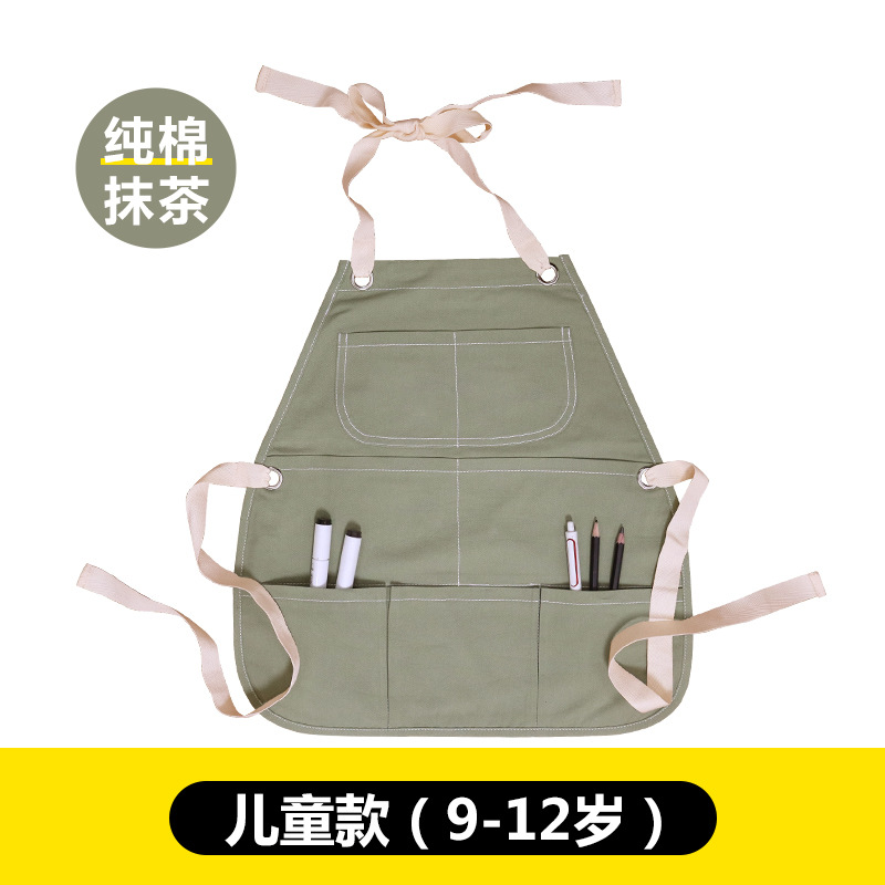 Delantal infantil de algodón Amazon con logotipo personalizado, pintura, caligrafía, delantal vaquero sin mangas para niños, personalización al por mayor