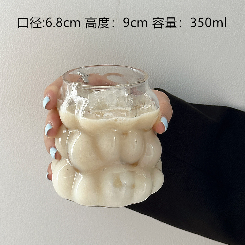 クリエイティブグレープカップラテコーヒージュース単層高ホウケイ酸ガラスカップパーソナライズされたガラスウォーターカップ家庭用レストラン用|undefined