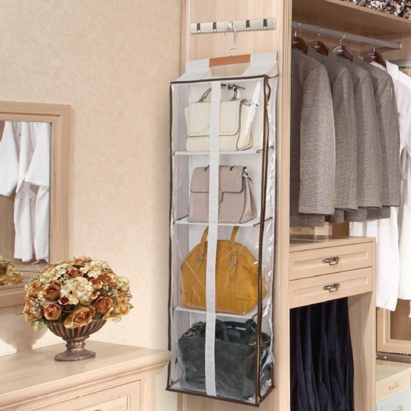 Puerta trasera bolsa a prueba de polvo almacenar bolsa colgante armario colgante bolsa colgante pared sombrero marco de acabado de tela transparente fijación Fengzhihe