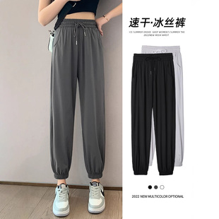 Quick-drying Sports Pants Women's Summer Thin 2025 New Summer Sweatpants Casual Draping Nine-point Ice Silk Ankle Pants