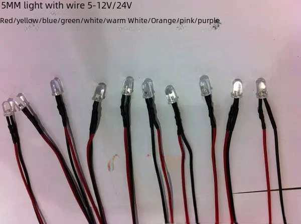 5мм Линейные LED лампочки 5-12В/24В ярко-красный/желтый/синий/зеленый/белый/теплый белый/оранжевый/фиолетовый/розовый свет