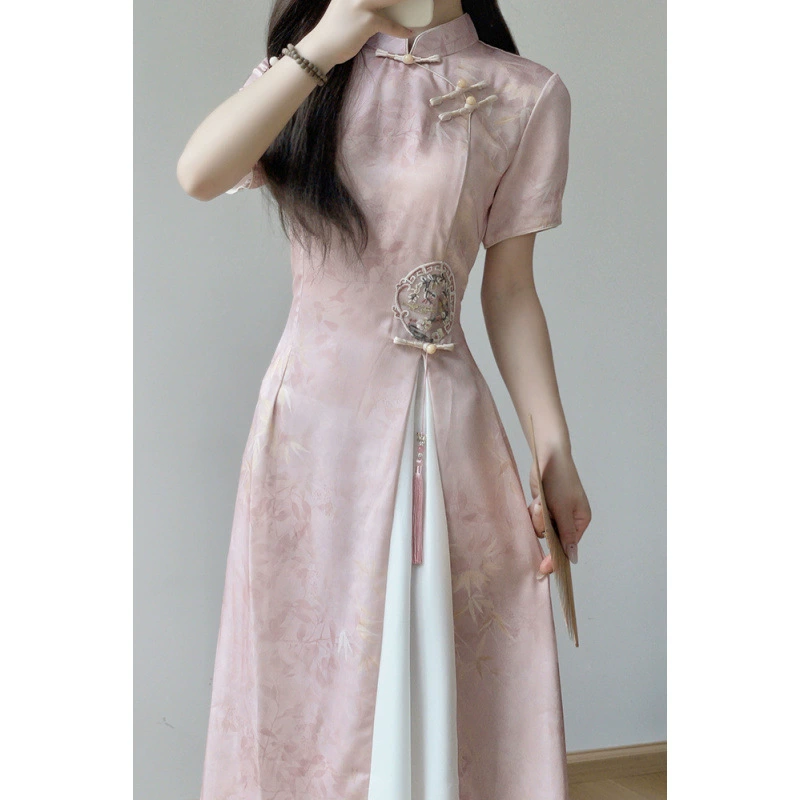 Новое платье в стиле ао dai 2025 года, китайский стиль, для молодых девушек, улучшенный национальный стиль, повседневное платье с завышенной талией.