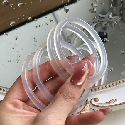 保真玛瑙天然美人条桃花叮当镯冰种细天然荔枝冻冰蓝色半山水