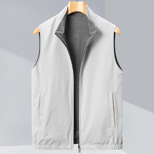 Spring 2025 New Vest High-end Men's Jacket Waistcoat Dad Vest Vertical Collar Vest Sleeveless Zipper Placket