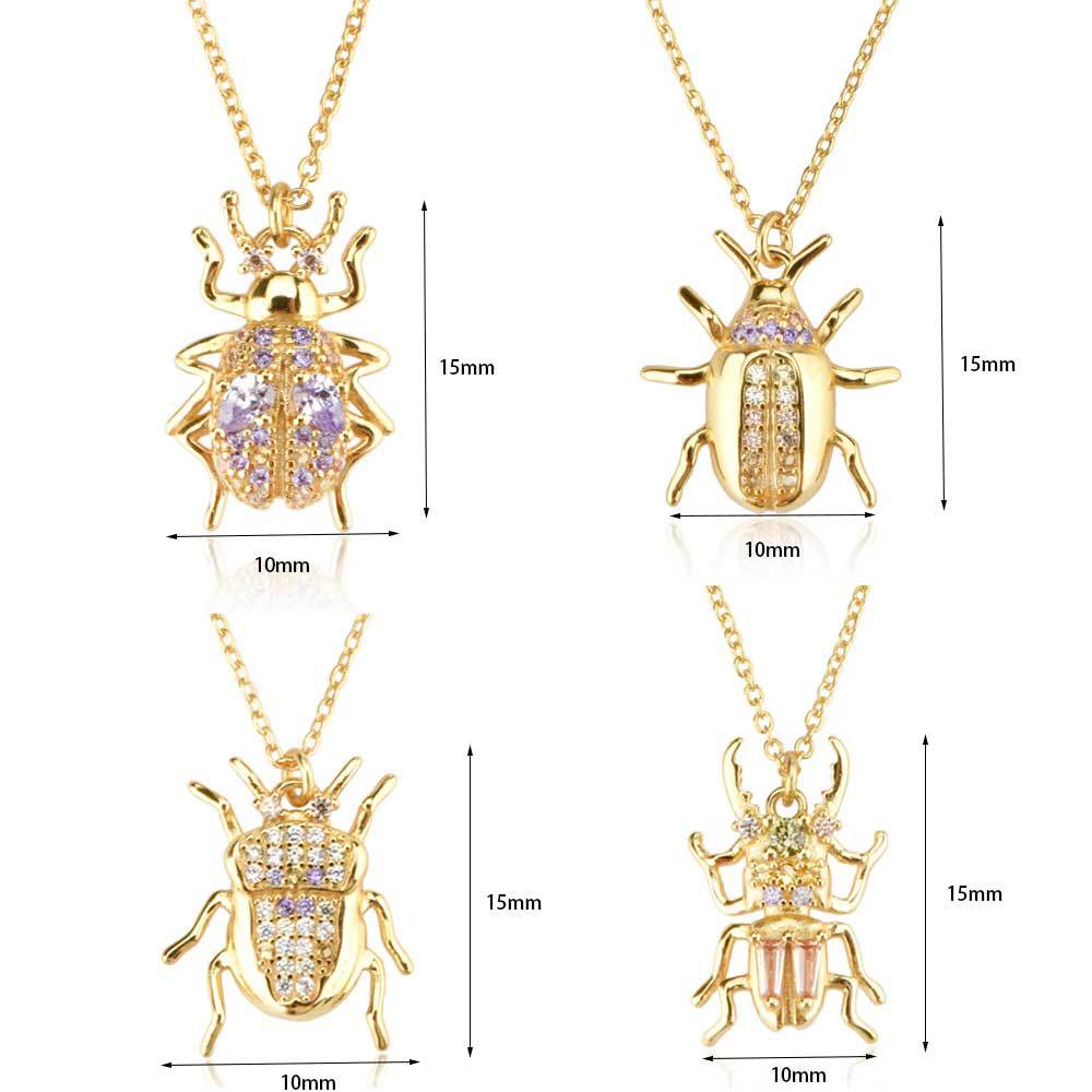 4g Weight 0.05µm-0.08µm Gold Plating Thickness 925 Sterling Silver Insect Pendant Necklace