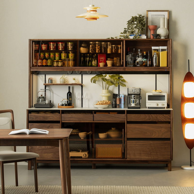 北美黑胡桃木餐边柜靠墙实木储物柜客厅置物柜酒柜家用收纳墙边柜